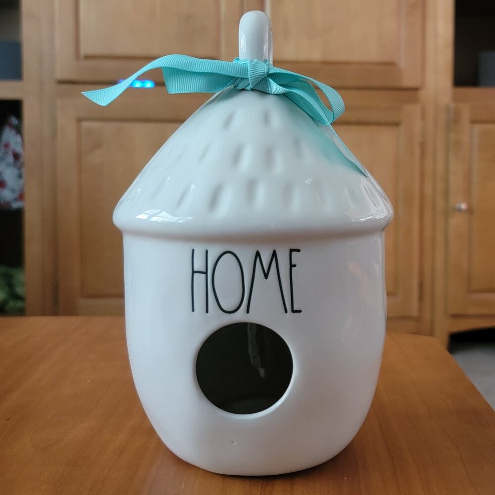 Rae Dunn "Home" Birdhouse - Tiki Style - Glazed Ceramic - Picture 2 of 5